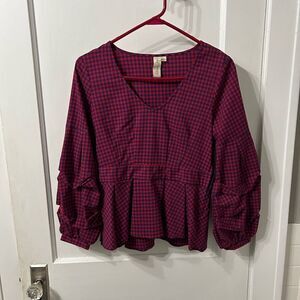 Allison Joy Red Ruffled Peplum Blouse